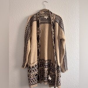 Lucky Brand Beige and Brown Patterned Cardigan